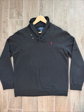 Polo by Ralph Lauren Boys black Quarter button Knit size XL 18 20 long sleeve
